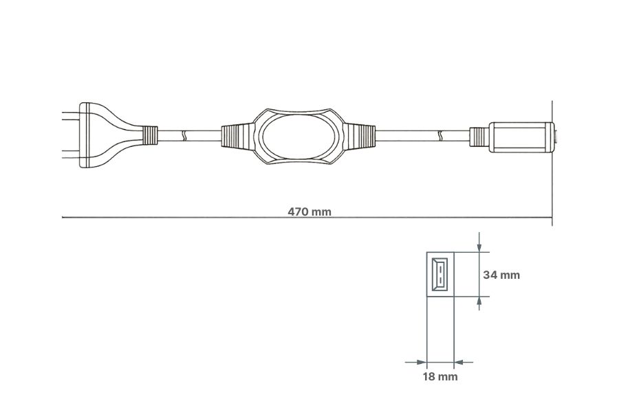 Kích thước và cấu tạo bộ chuyển nguồn DC LED dây KingLED DC-220-8