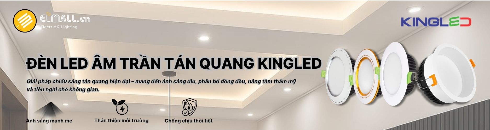 Đèn LED âm trần tán quang KingLED