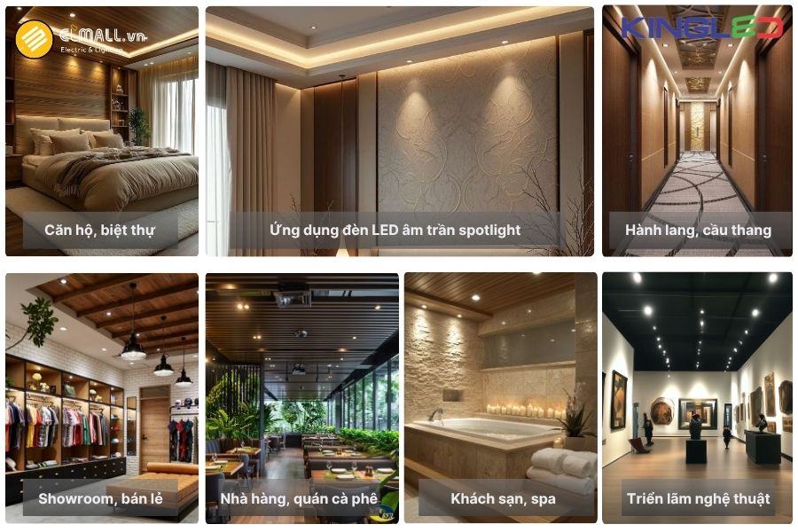Ứng dụng đèn âm trần spotlight KingLED