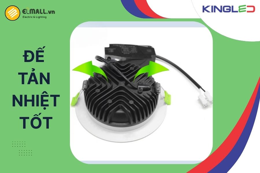 Phần đế được làm từ nhôm đúc nguyên khối, có các rãnh tản nhiệt sâu.