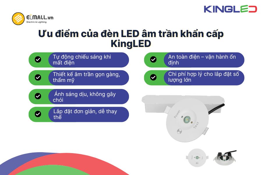 Ưu điểm nổi bật của đèn LED âm trần khẩn cấp KingLED