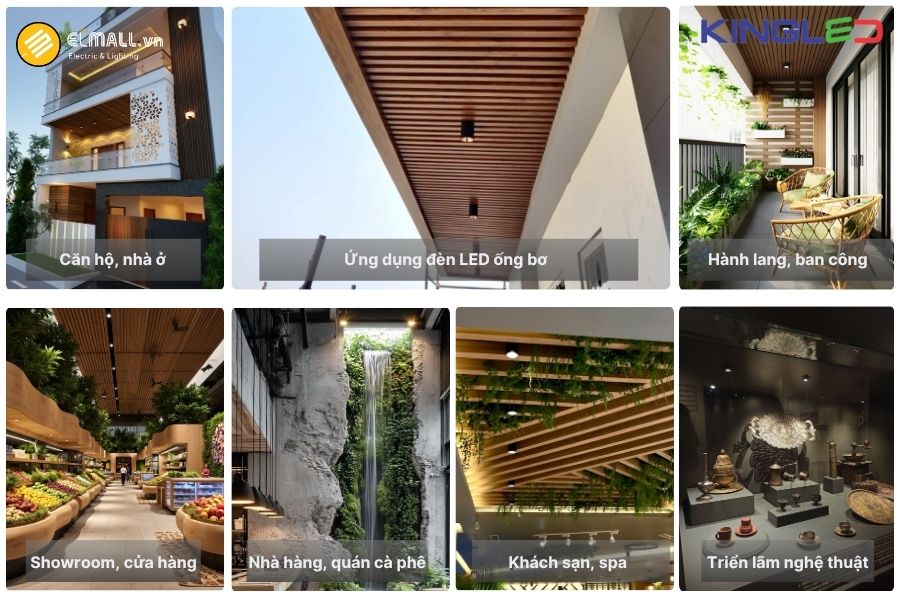Ứng dụng thực tế của đèn LED ống bơ chiếu rọi Peridot