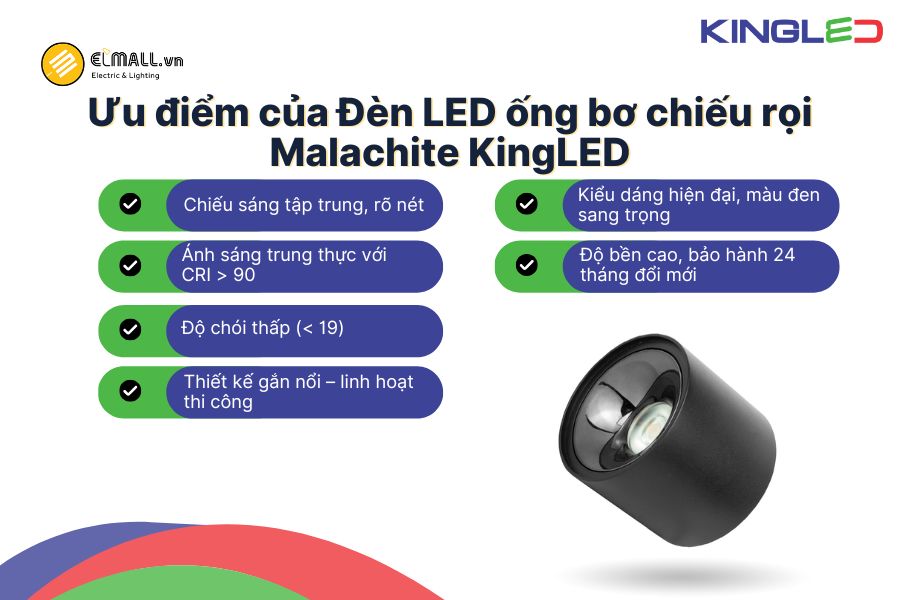 Điểm nổi bật của đèn LED ống bơ chiếu rọi Malachite