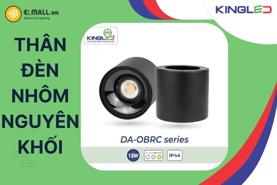 Toàn bộ thân đèn được làm từ nhôm, giúp tản nhiệt nhanh và đều