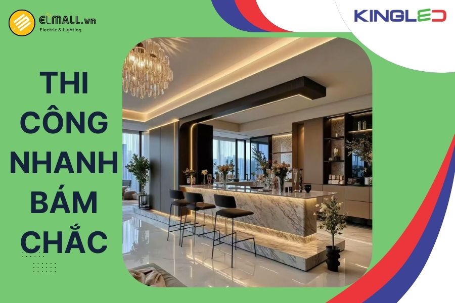 Mặt sau LED được phủ keo dán công nghiệp có độ bám cao, giúp cố định LED trên nhiều bề mặt