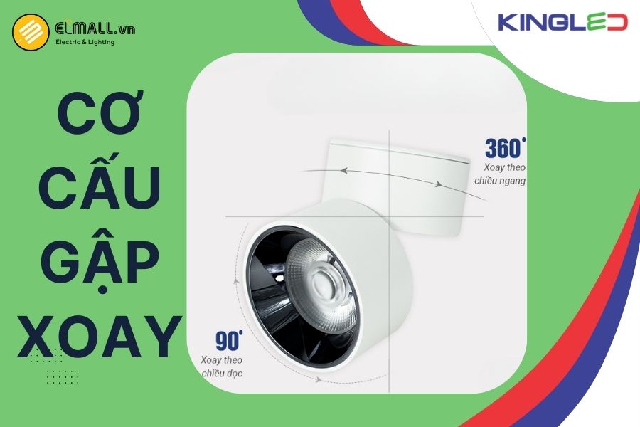 Cơ cấu gập xoay linh hoạt – điều chỉnh hướng sáng theo ý muốn